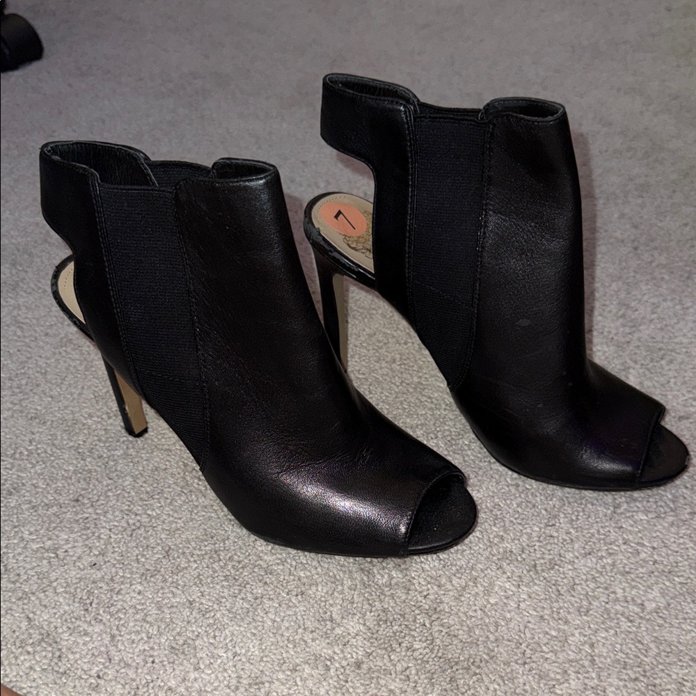 Vince Camuto Black Peep-Toe Heeled Boots